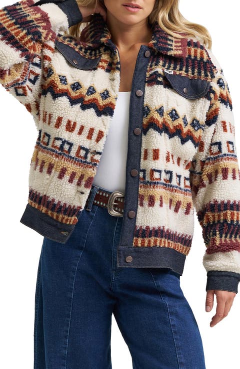 Fair Isle Faux Shearling Jacket