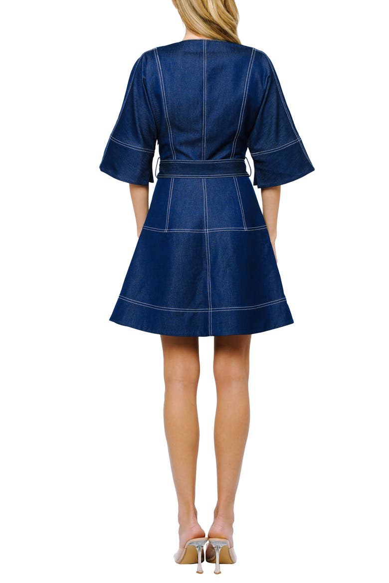 Polly Topstitch Detail Denim Look Dress, Alternate, color, NAVY