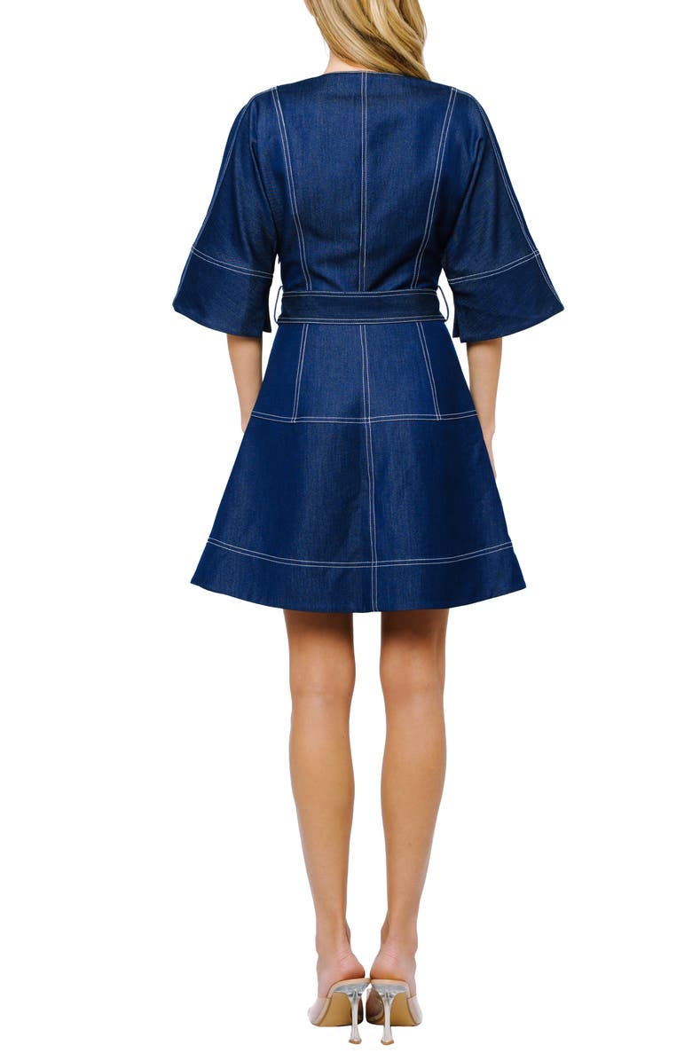 CIEBON Polly Topstitch Detail Denim Look Dress, Alternate, color, Navy