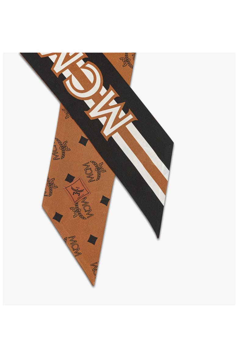 Monogram Print Petite Silk Scarf, Alternate, color, Cognac