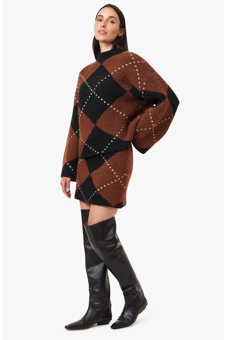 Argyle Sweater Miniskirt, Alternate, color, BROWNBLACK