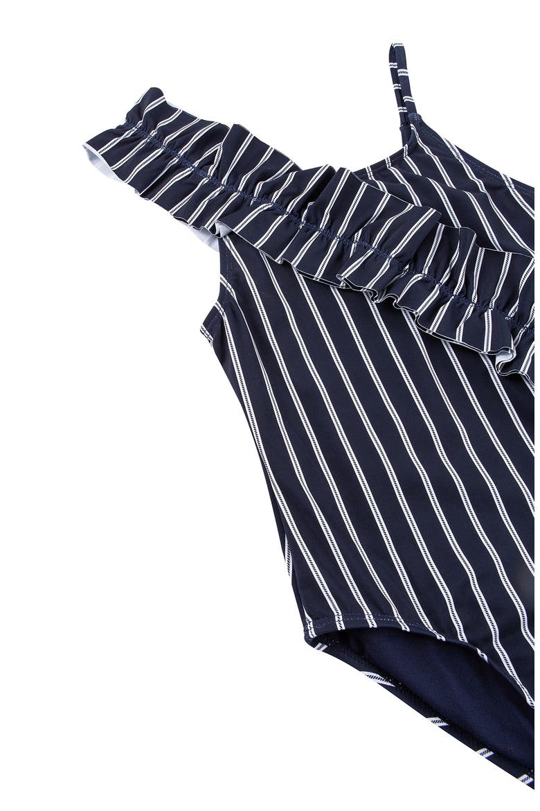 Kids' Ruffle One-Piece Swimsuit, Alternate, color, NAVY