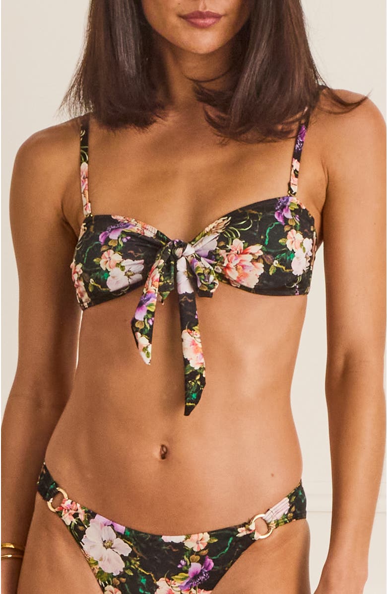 Aqua Blu Dipped Front Briella Bandeau, Main, color, Black