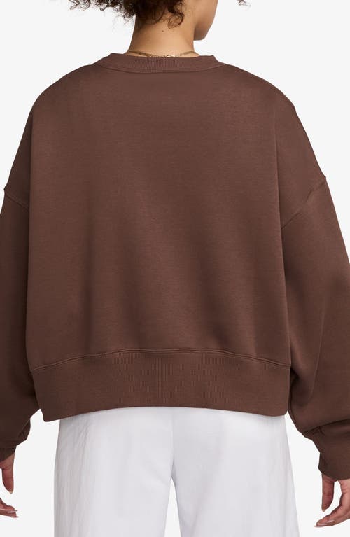 Nike Phoenix Fleece Crewneck Sweatshirt In Brown