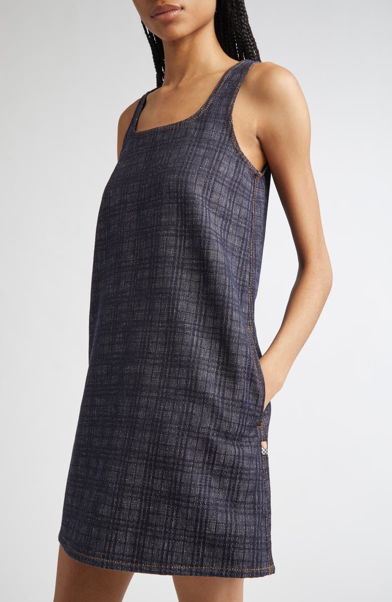 Burberry Check Sleeveless Cotton Shift Dress, Alternate, color, Indigo Ip Check