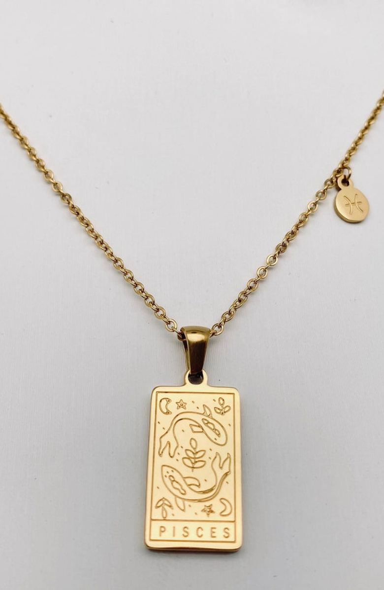 Humanist Beauty Zodiac Constellation Pendant Necklace, Main, color, Pisces