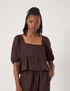 Hush Alva Puff Sleeve Linen Beach Top