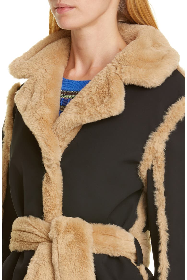 Reversible Faux Fur Coat, Alternate, color, BLACK/ CAMEL