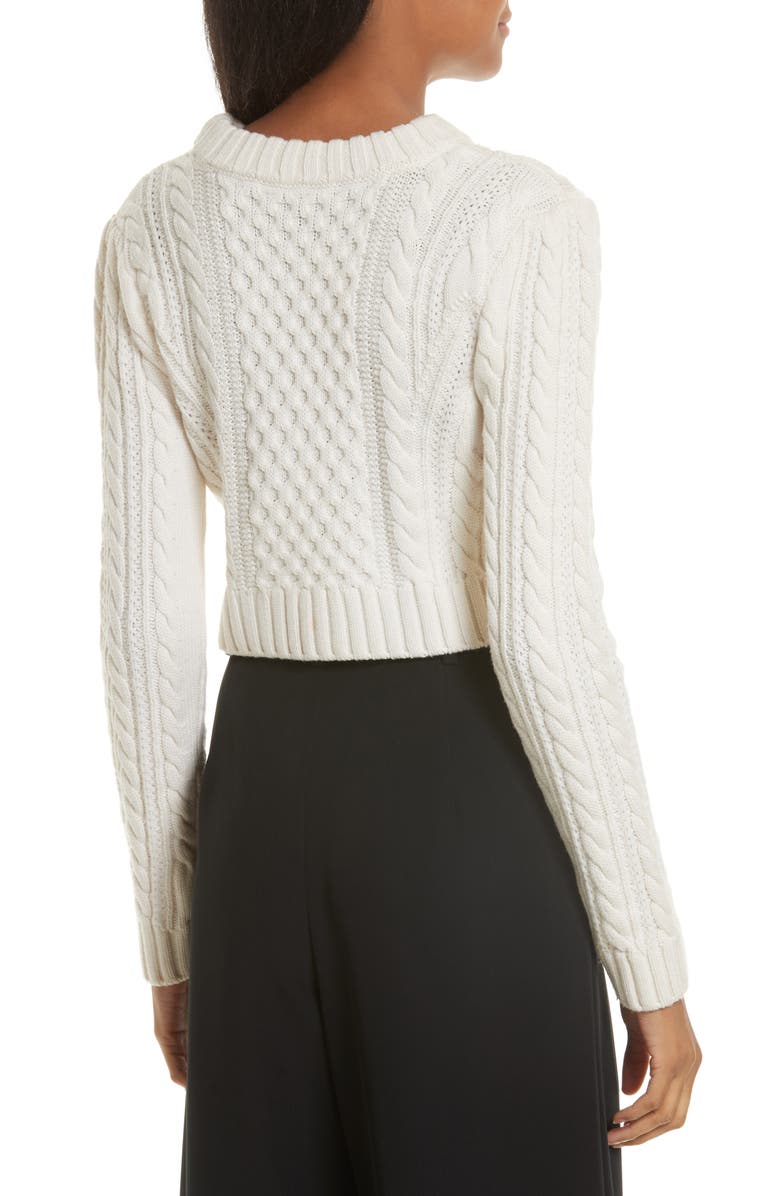 Milly Cropped Aran Stitch Sweater, Alternate, color,