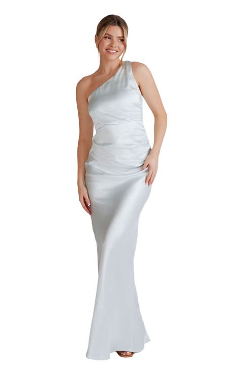 One Shoulder Satin Bridesmaid Dress