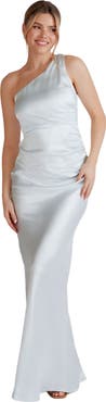 Six Stories One Shoulder Satin Bridesmaid Dress