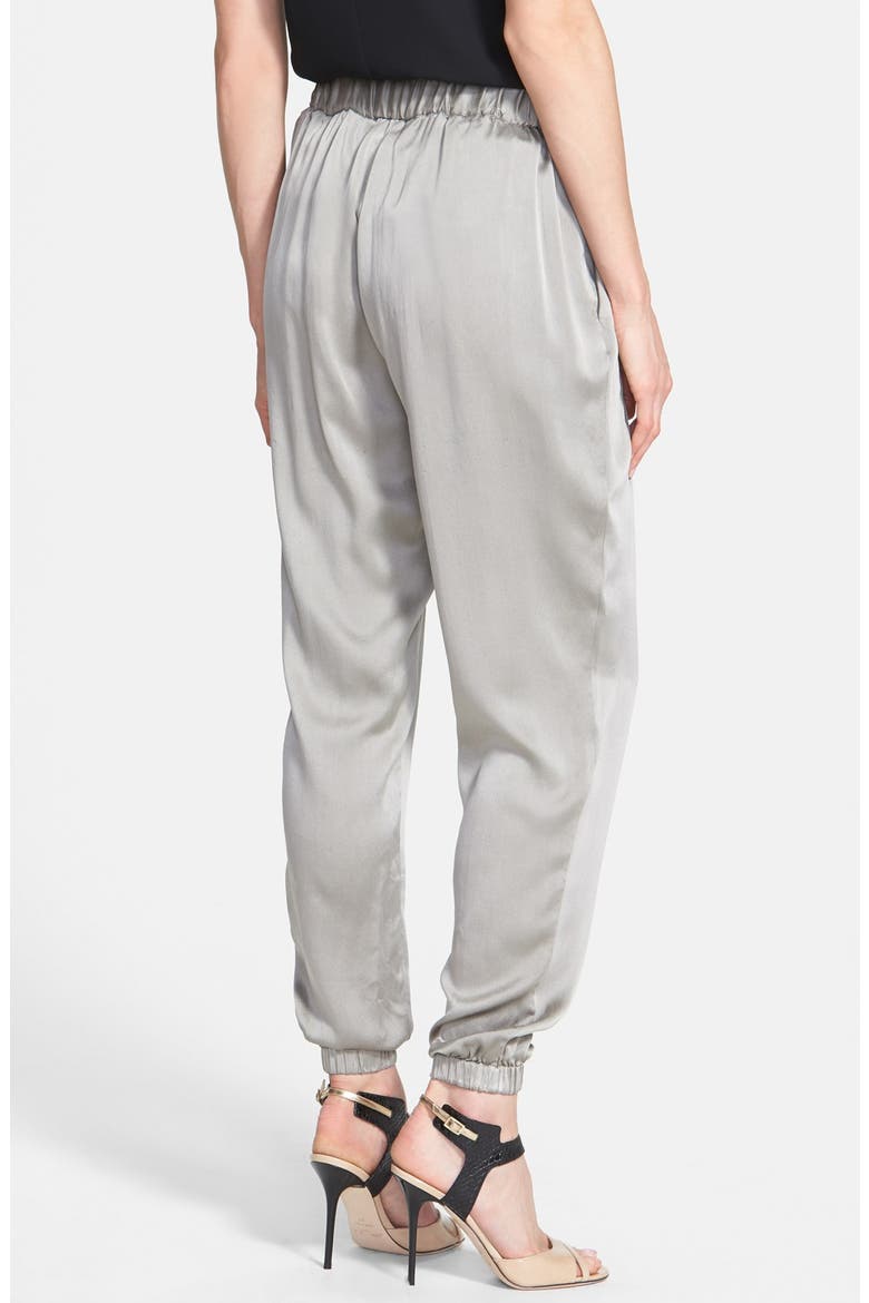 Silk Charmeuse Drawstring Ankle Pants, Alternate, color, STONE
