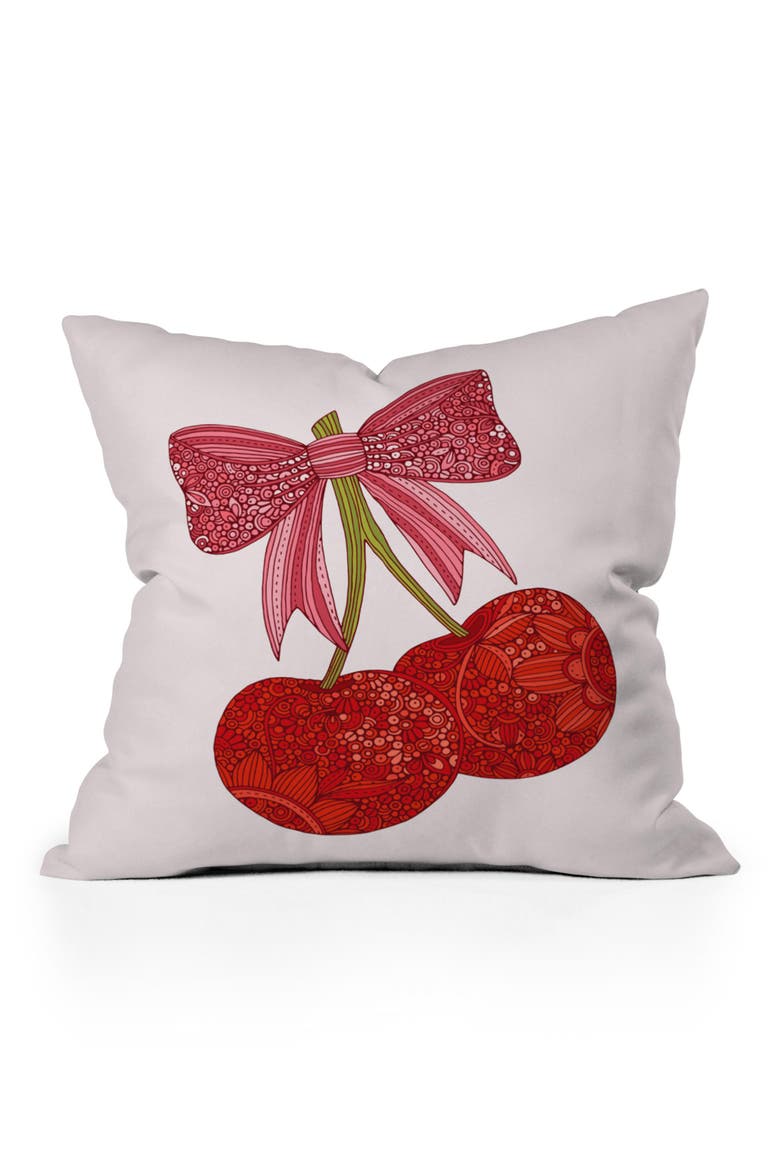 Cherries With A Bow Throw Pillow, Main, color, RED