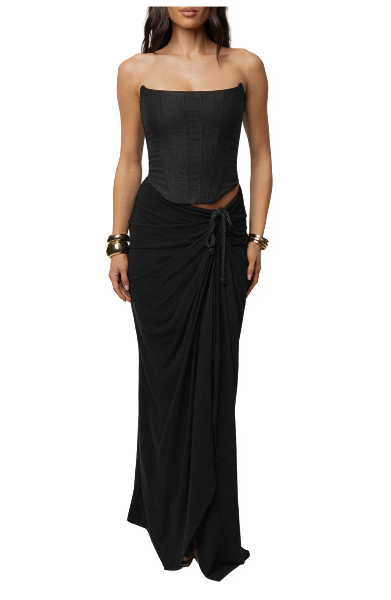 JLUXLABEL Fenix Reversible Linen Corset, Alternate, color, Black