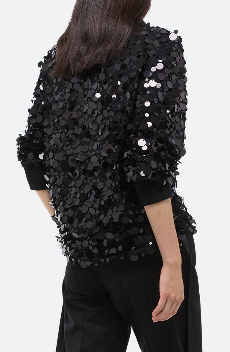 Helmut Lang Paillette Wool Long Sleeve Polo, Alternate, color, 