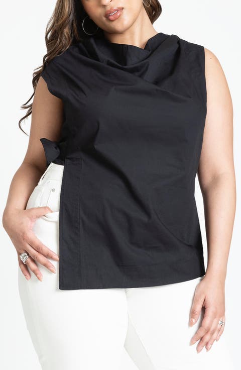 売れ筋商品|||タハリエーエスエル  カットソー トップス レディース Plus Size Printed Cowl-Neck Blouse Indigo Multi Eytino Plus Size Tops for Women V Neck Short Sleeve Casual