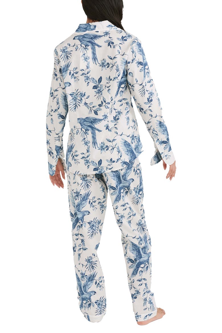 Long Sleeve Cotton Pajamas, Alternate, color, PARROT CREAM/ BLUE
