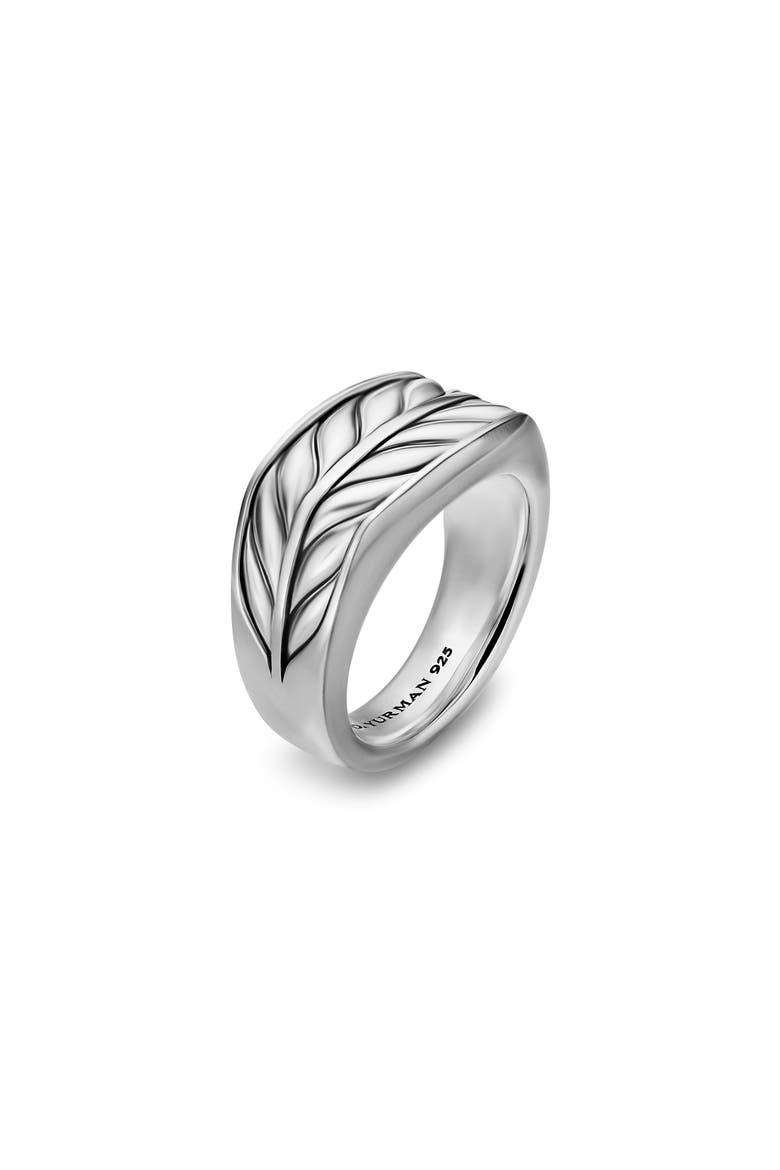 Chevron Three Sided Signet Ring, Sterling Silver, 12.5mm, Alternate, color, SILVER