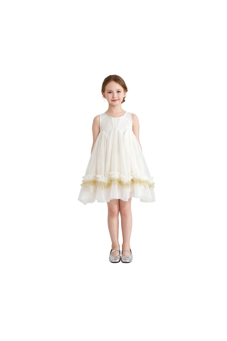 Rosabella Ruffle Tulle Dress, Alternate, color, Ivory