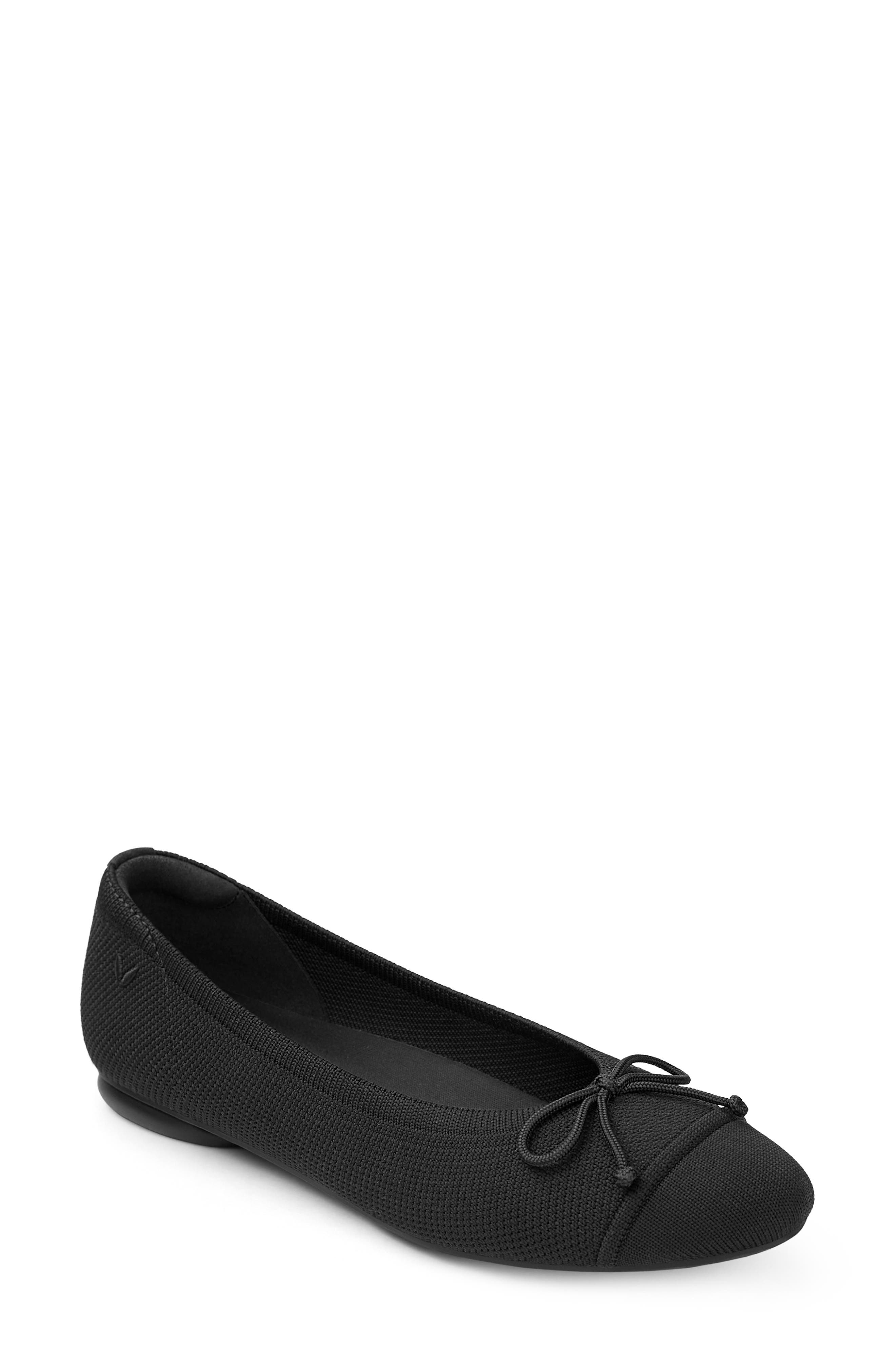 Tiana Almond-Toe Bow Flats, Main, color, BLACK