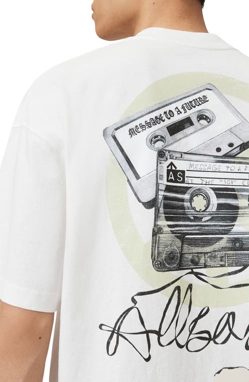 Allsaints Oversized Reel Logo Graphic Tee In White