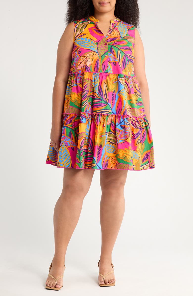 SUGARLIPS Milana Adrina Sleeveless Tiered Dress, Main, color, Orange/ Pink/ Multi