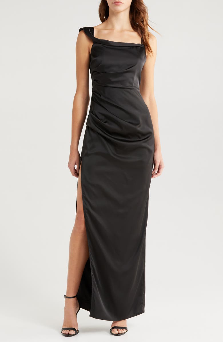 Lulus Ruched Column Gown, Main, color,