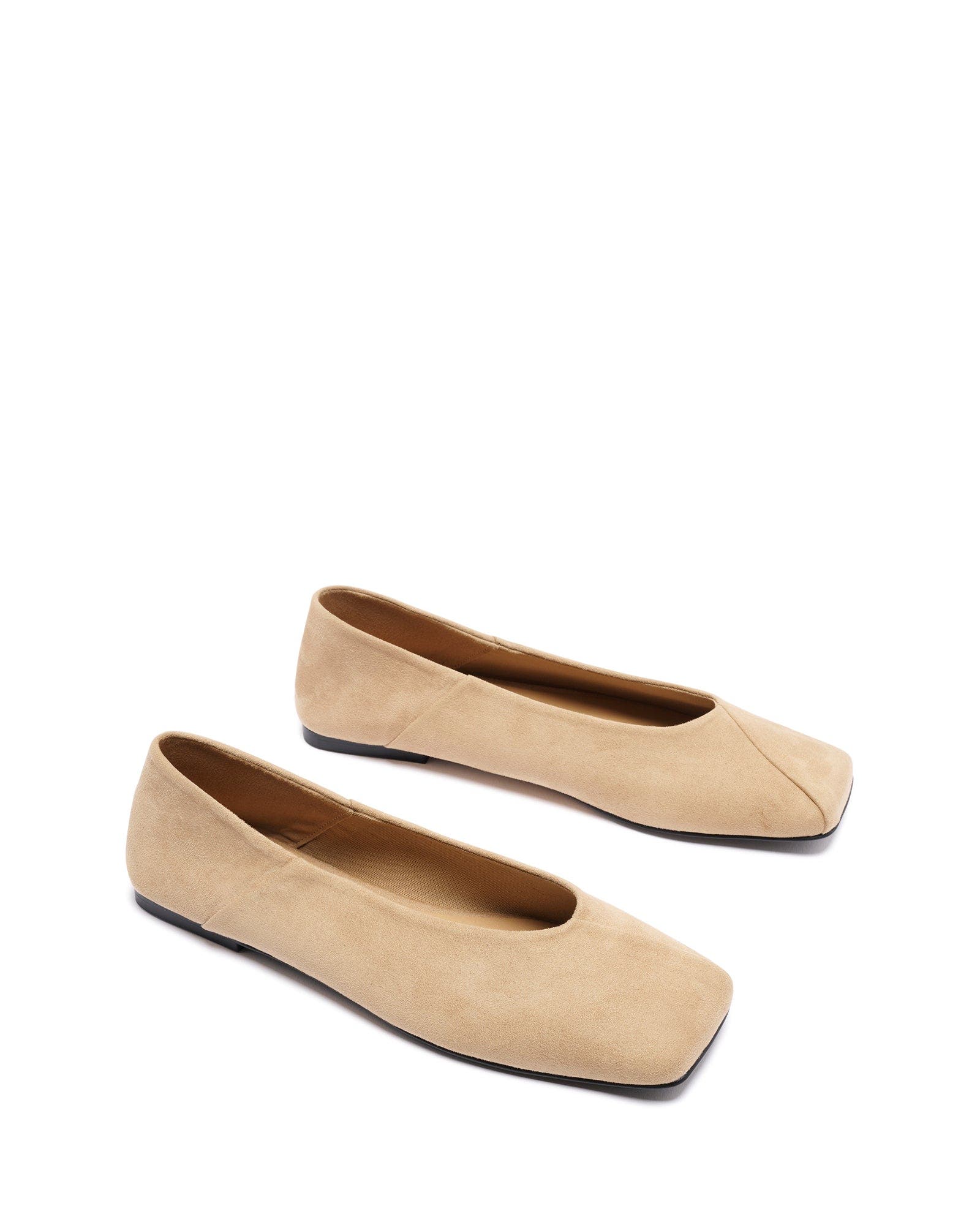 Gaia Square Toe Flats, Alternate, color, CASHEW FAUX SUEDE