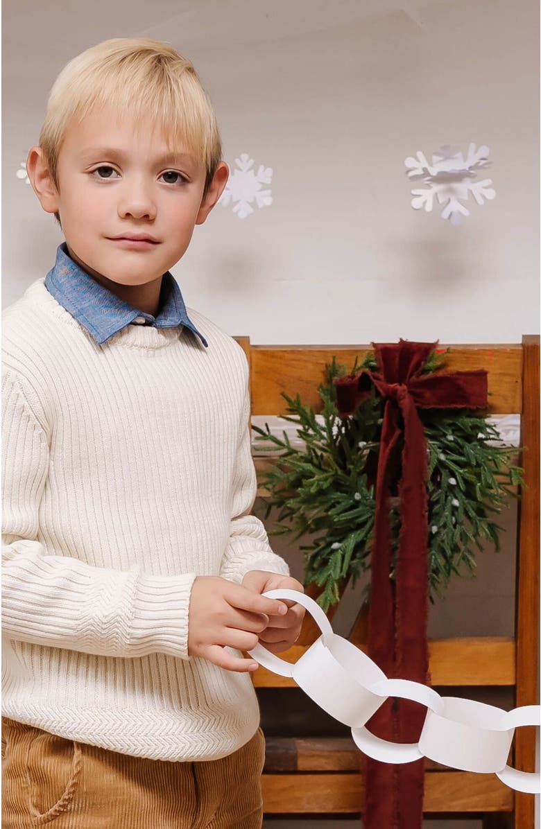 Hope & Henry Boys' Organic Herringbone Detail Crew Neck Sweater, Kids, Alternate, color, Ivory Herringbone Edge