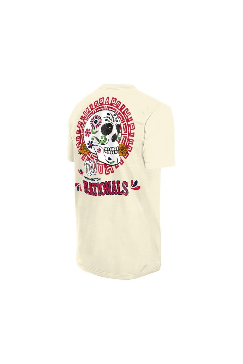 Men's New Era Natural Washington Nationals Dia de los Muertos Sugar Skull T-Shirt, Alternate, color, Natural