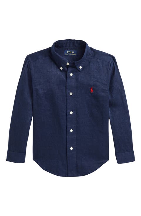 Kids' Solid Linen Button-Down Oxford Shirt (Toddler & Little Kid)
