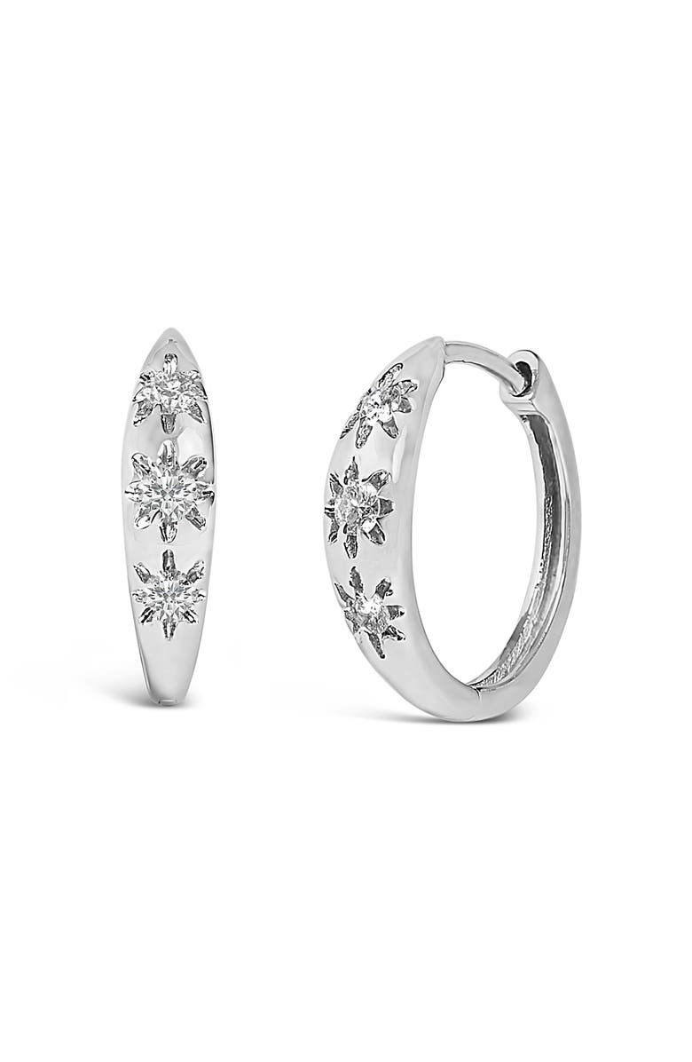 Haus of Brilliance 10K Gold 1/5 Cttw Lab Grown Diamond Three Stone Huggie Hoop Earrings, Alternate, color, White