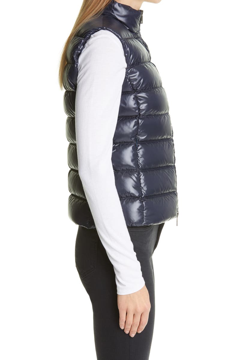 Moncler Ghany Short Shiny Nylon Down Vest, Alternate, color,