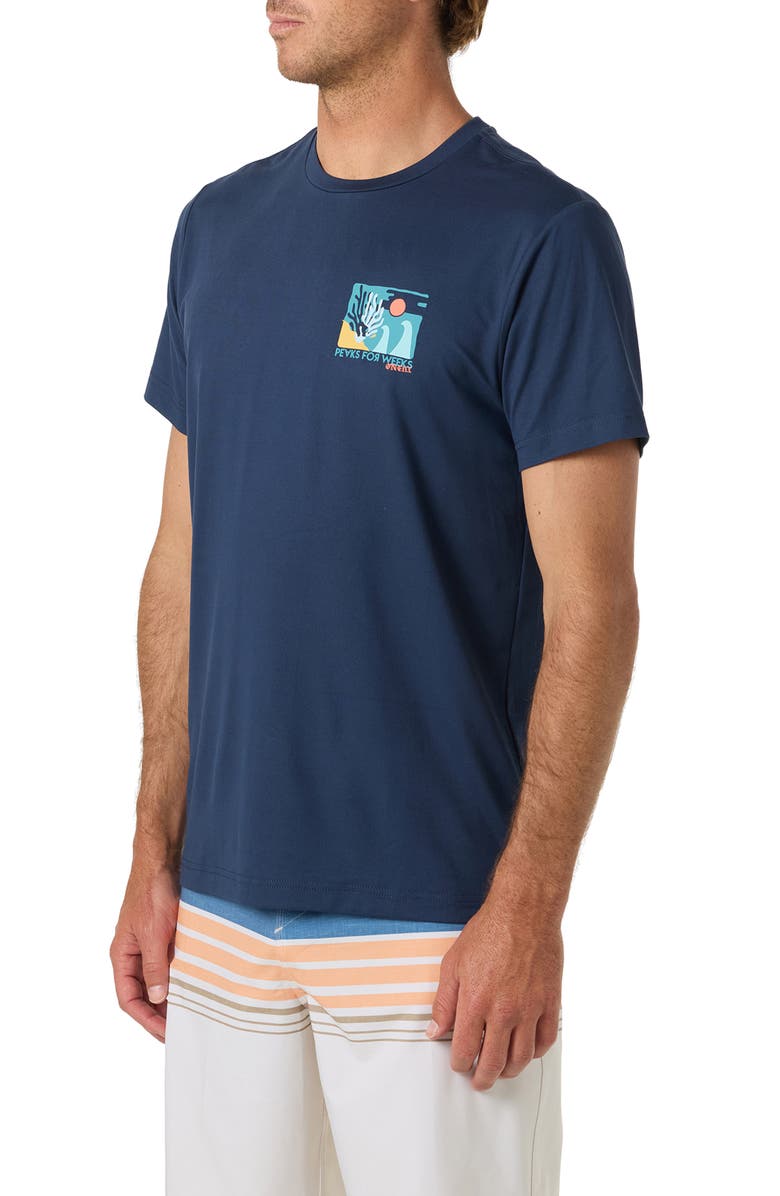O'Neill Coral UPF 50 Graphic Short Sleeve Rashguard, Alternate, color, Navy