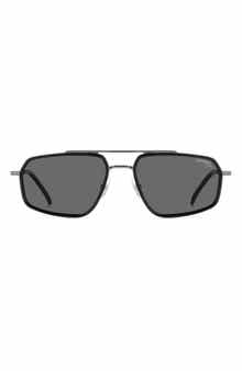 338/S 58mm Polarized Rectangular Aviator Sunglasses
