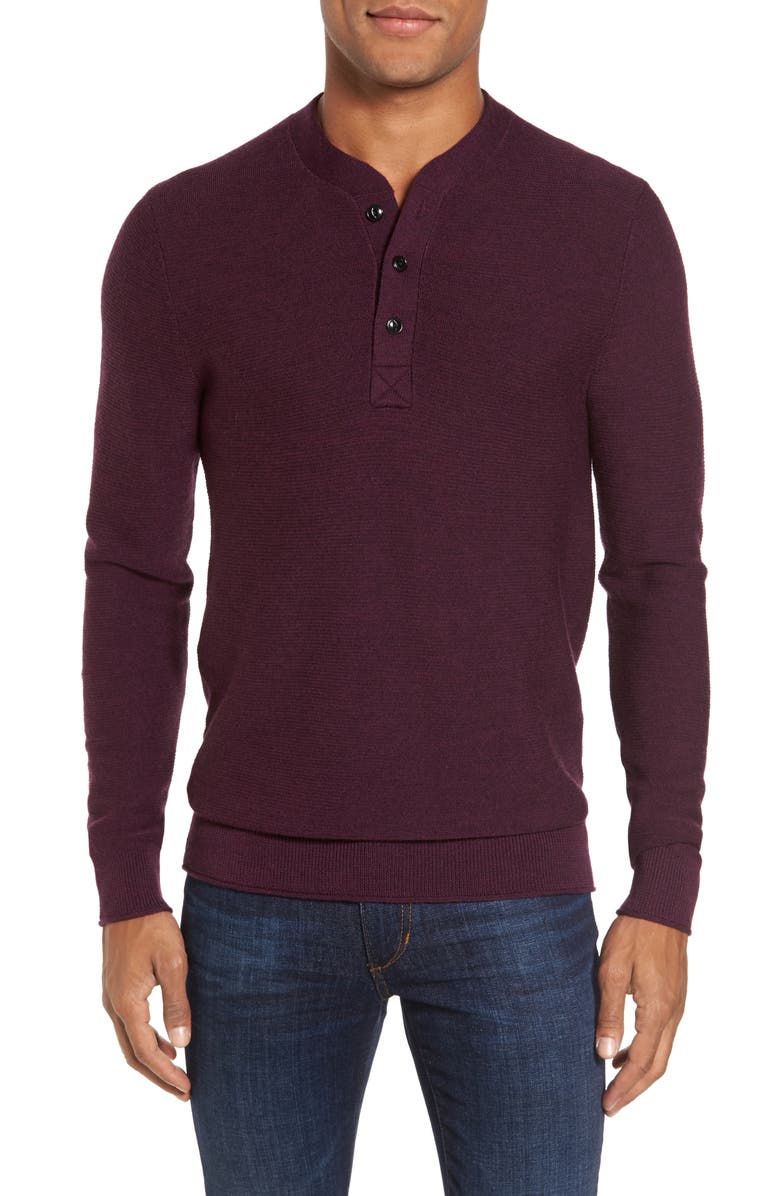 Bonobos Slim Fit Merino Long Sleeve Henley Sweater, Main, color, 