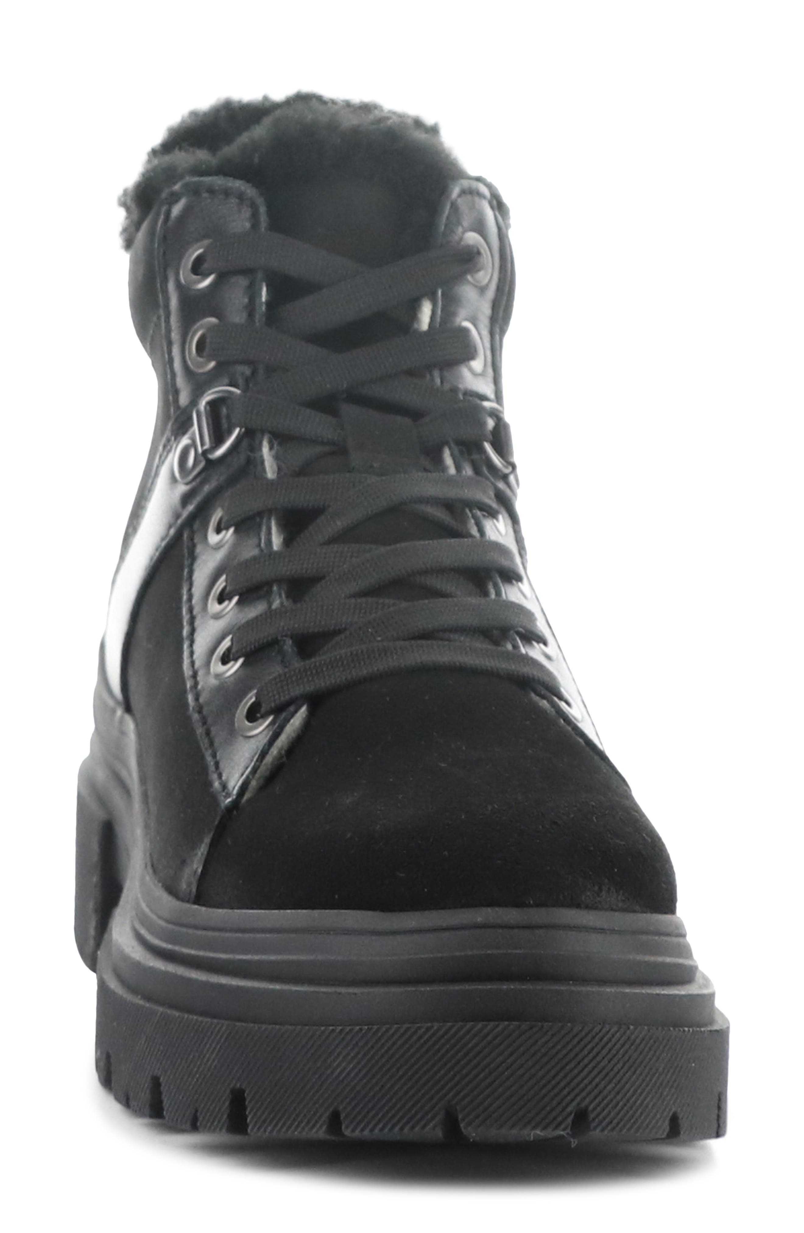 River Waterproof Platform Ankle Boot, Alternate, color, BLACK SUEDE/ MURTA FAUX FUR