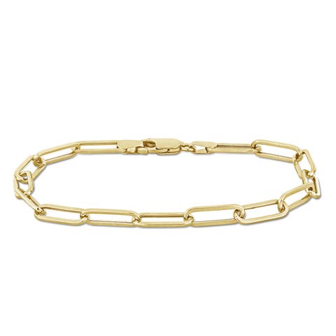 Polished Paperclip Chain Bracelet 14k Gold
