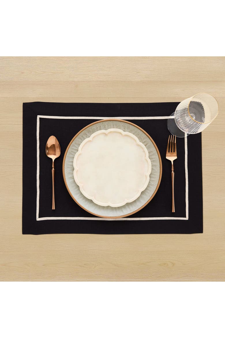 Linen Placemats Set of 4, 14 x 19" - Kensington, Alternate, color, Black