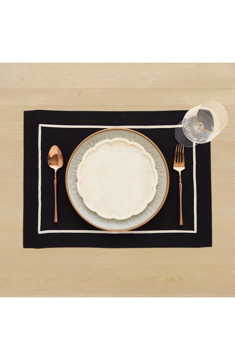 Solino Home Linen Placemats - Kensington, 14" x 19", Alternate, color, Black