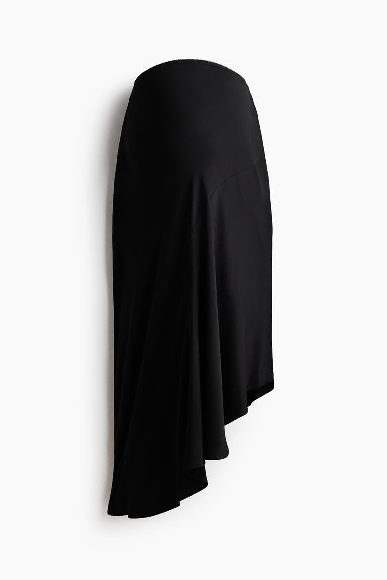 Mama Asymmetric Satin Skirt, Alternate, color, Black