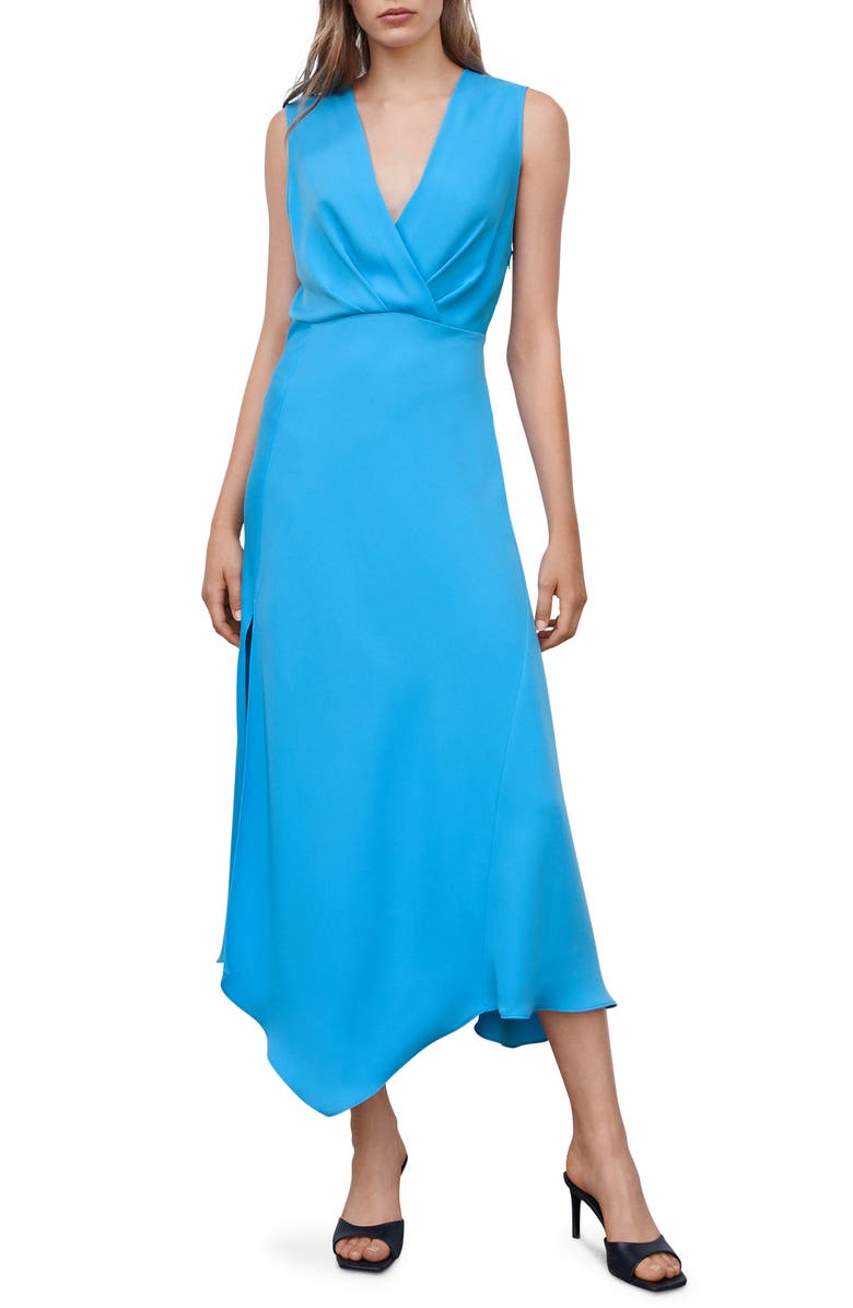 MANGO Surplice Neck Sleeveless Midi Dress, Main, color,