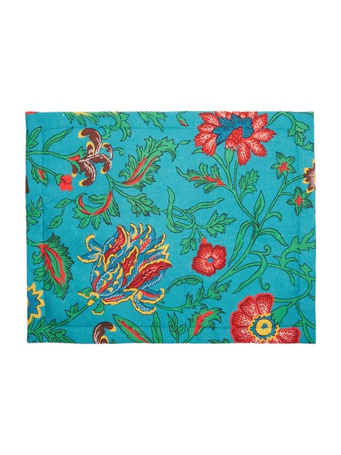 Placemats Set Of 2 (35X45) Dragon Flower Turche Turquoise