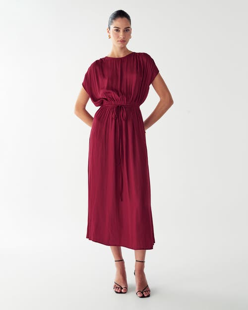 Willa Carol Tucked Dress In Burgundy