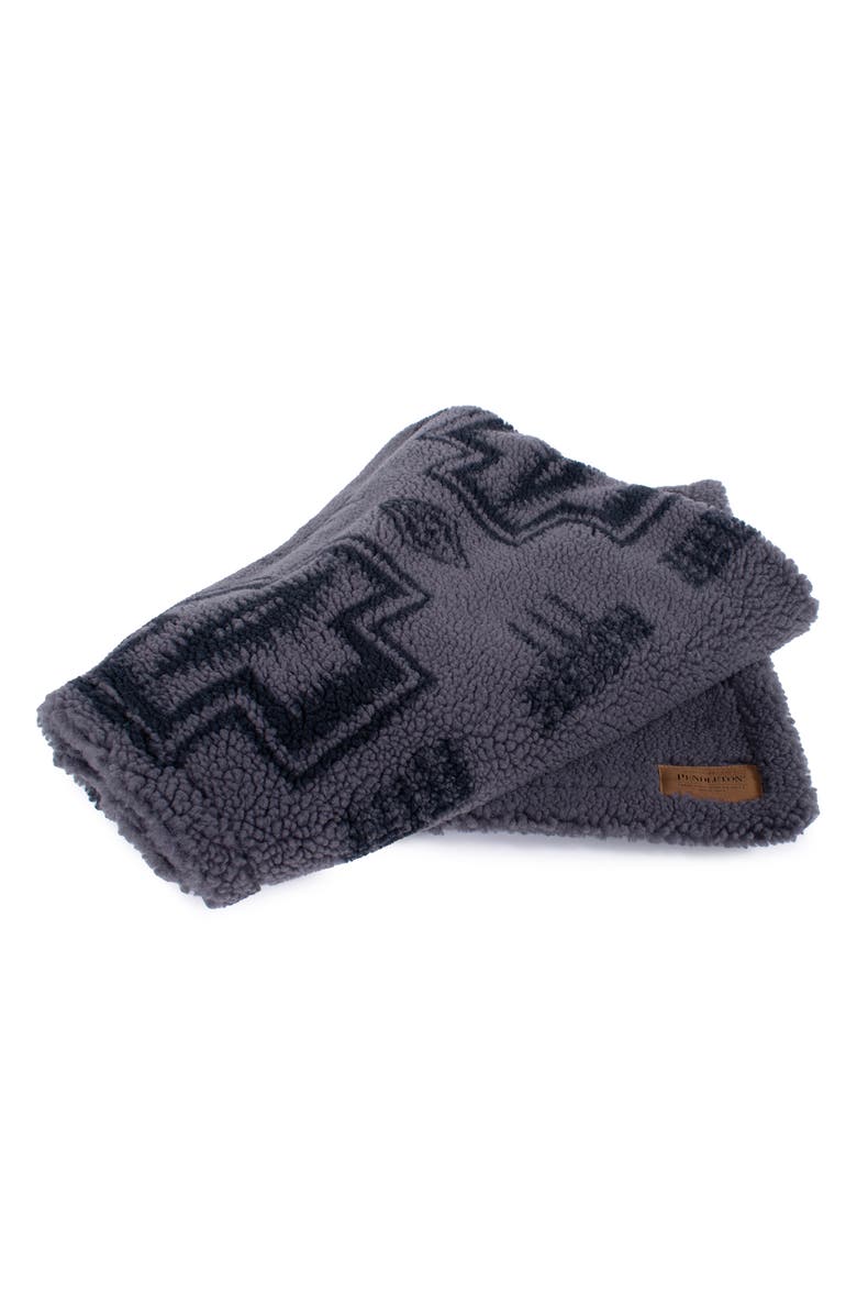 Pendleton High Pile Fleece Crate Blanket, Alternate, color, Harding Tonal Gray