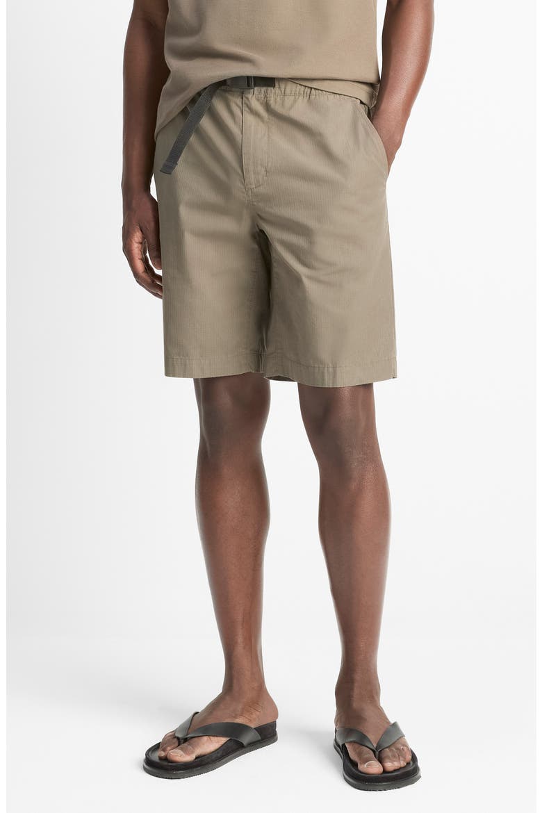 Flat Front Cotton Ripstop Belted Shorts, Main, color, DOME
