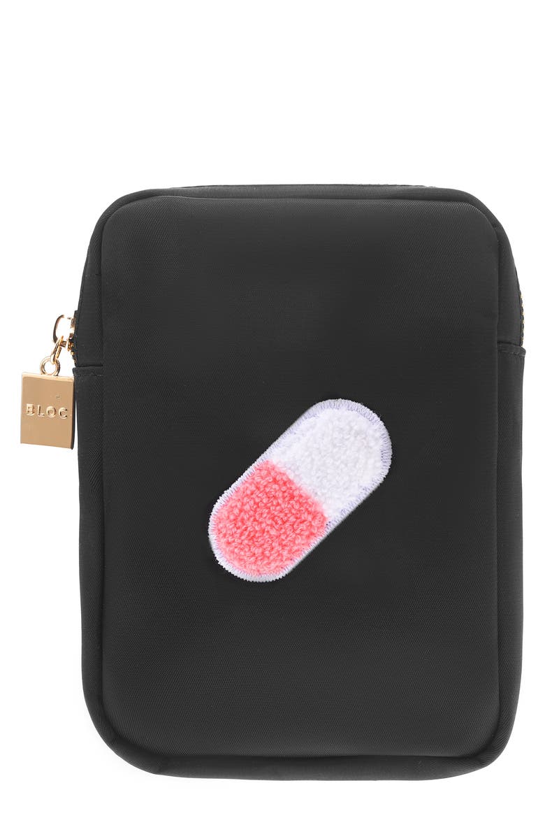 Mini Pill Cosmetics Bag, Main, color, BLACK