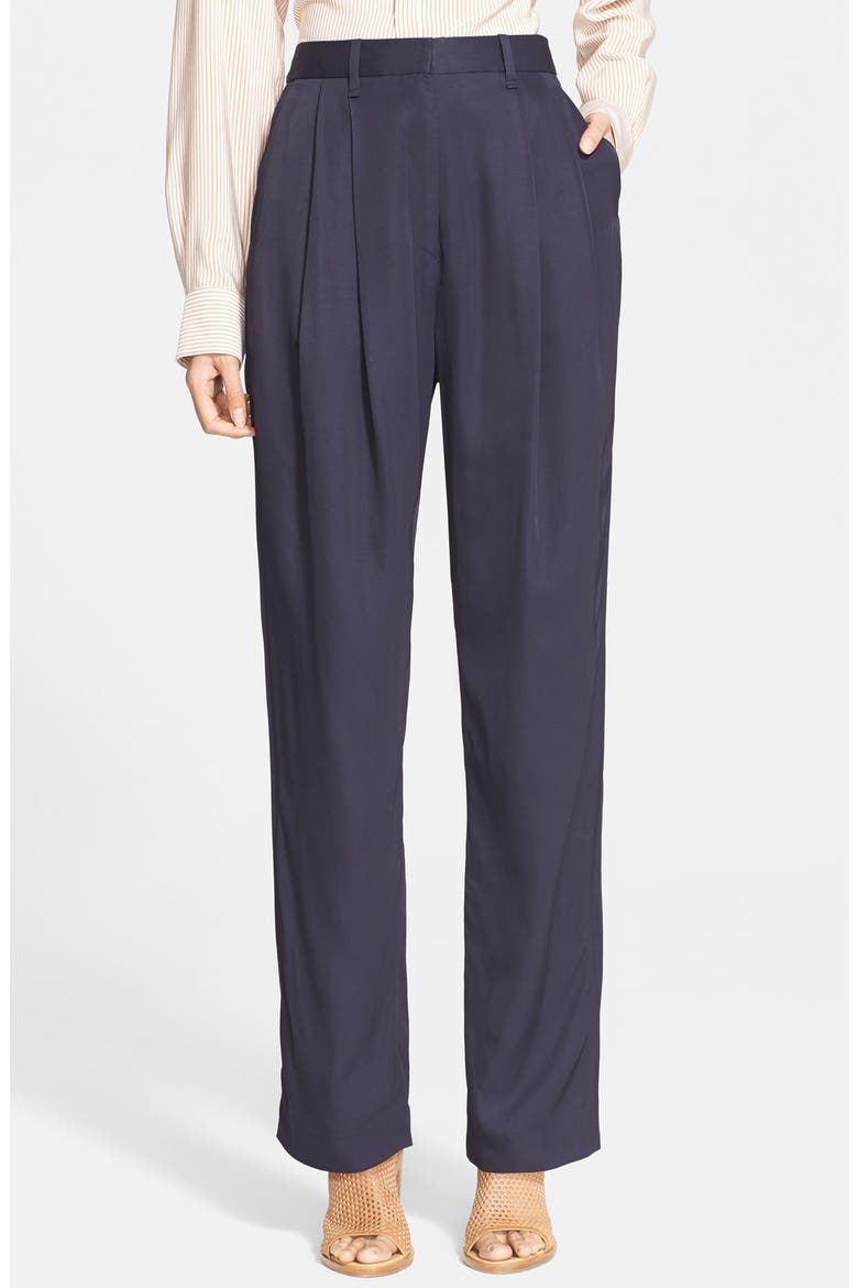 'Sally' Pleated Pants, Main, color, DARK NAVY