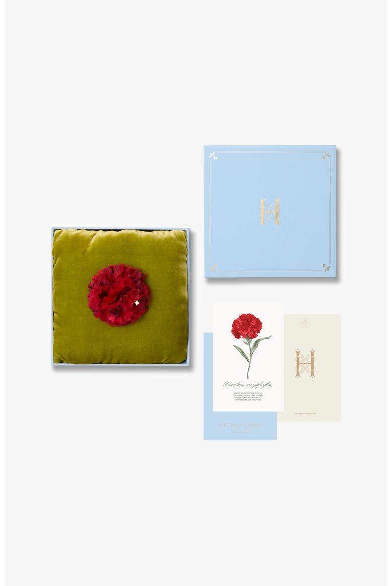 The Red Carnation Floral Brooch, Alternate, color, Red