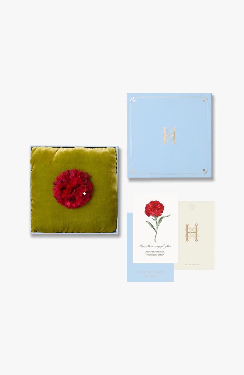 Helena Simon The Red Carnation Floral Brooch, Alternate, color, Red